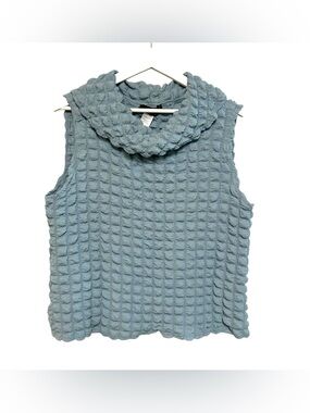 Moonlight by Y & S fashion designs top S boxy crinkle dot texture cowl neck tank